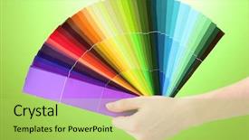  Presentation with diversity bright colors - Presentation theme having palette of colors on green background and a  colored foreground