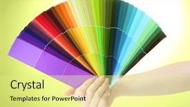  Presentation with diversity bright colors - PPT layouts enhanced with palette of colors on green background and a  colored foreground