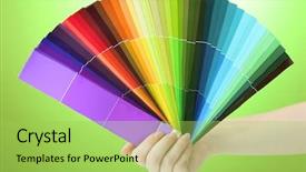  Presentation with diversity bright colors - Amazing PPT theme having palette of colors on green backdrop and a  colored foreground