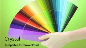  Presentation with bright - Audience pleasing PPT layouts consisting of palette of colors on green backdrop and a  colored foreground