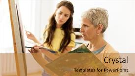  Presentation with poetry creativity concept - Cool new slide set with palette painting picture on easel backdrop and a  colored foreground