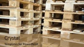  Presentation with pallet - Presentation theme having pallet in warehouse background and a coral colored foreground