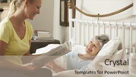  Presentation with senior care - Beautiful slide deck featuring palliative care - adult daughter reading newspaper backdrop and a mint green colored foreground