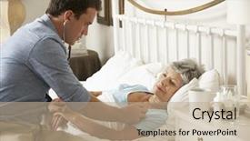  Presentation with female doctor - Colorful PPT theme enhanced with palliative care - doctor examining senior female patient backdrop and a coral colored foreground