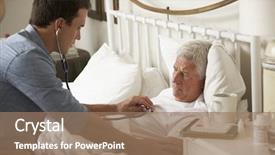  Presentation with metabolic doctor examining - Audience pleasing presentation consisting of palliative care - doctor examining senior male patient backdrop and a coral colored foreground