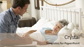  Presentation with senior care - Colorful slide set enhanced with palliative care - doctor talking with senior female backdrop and a soft green colored foreground