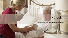  Presentation with home health care - Presentation theme having palliative care - health visitor giving senior male background and a soft green colored foreground