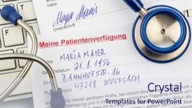  Presentation with language - Slide set enhanced with palliative care - living will in german language background and a sky blue colored foreground