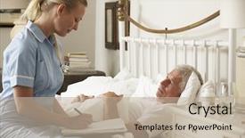  Presentation with male nurse - Cool new PPT layouts with palliative care - nurse visiting senior male patient backdrop and a mint green colored foreground