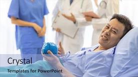  Presentation with team health - Audience pleasing PPT theme consisting of palliative care - patient hold piggy bank backdrop and a light blue colored foreground