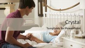  Presentation with home care - Audience pleasing slides consisting of palliative care - teenage grandson visiting grandmother backdrop and a soft green colored foreground