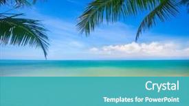  Presentation with palm beach - Beautiful slide deck featuring palm and tropical beach backdrop and a teal colored foreground