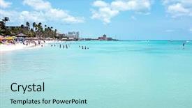  Presentation with palm beach - Cool new slides with palm-beach-on-aruba-island backdrop and a light blue colored foreground