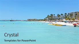  Presentation with palm beach - Slides featuring palm beach on aruba island background and a arctic colored foreground