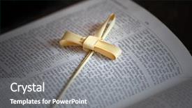  Presentation with palm sunday - Audience pleasing presentation design consisting of palm cross on open bible backdrop and a gray colored foreground