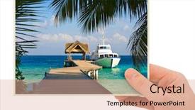  Presentation with hand palm - PPT theme enhanced with palm island - photography in hand my photo background and a coral colored foreground