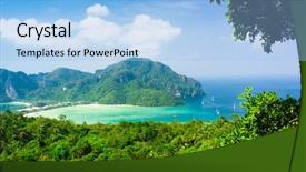  Presentation with paradise island - Slides enhanced with palm island scenic holidays background and a light blue colored foreground