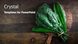  Presentation with cutting board - Slide deck having palm-kale-black-cabbage-cavolo background and a dark gray colored foreground