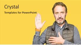  Presentation with hand palm - Cool new PPT theme with palm making a loyalty promise backdrop and a  colored foreground