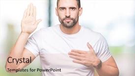  Presentation with hand palm - Cool new slide deck with palm making a loyalty promise backdrop and a  colored foreground