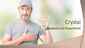  Presentation with hand palm - Colorful presentation theme enhanced with palm making a loyalty promise backdrop and a soft green colored foreground