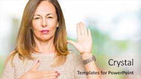  Presentation with hand palm - Slide set having palm making a loyalty promise background and a  colored foreground