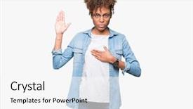  Presentation with hand palm - Slide deck featuring palm making a loyalty promise background and a  colored foreground