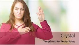  Presentation with hand palm - Beautiful slide deck featuring palm making a loyalty promise backdrop and a red colored foreground