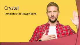  Presentation with hand palm - Presentation design consisting of palm making a loyalty promise background and a  colored foreground