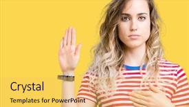  Presentation with hand palm - Cool new slide deck with palm making a loyalty promise backdrop and a  colored foreground