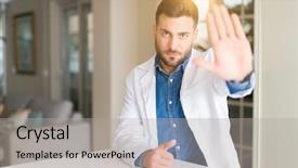  Presentation with pharmacy clinic - Colorful theme enhanced with palm of the hand warning backdrop and a  colored foreground