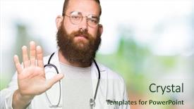  Presentation with being new doctor - Slides having palm of the hand warning background and a  colored foreground