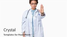  Presentation with doctor african - Beautiful slides featuring palm of the hand warning backdrop and a  colored foreground