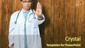  Presentation with doctor african - Amazing PPT theme having palm of the hand warning backdrop and a  colored foreground