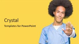  Presentation with doctor african - Audience pleasing PPT theme consisting of palm of the hand warning backdrop and a  colored foreground