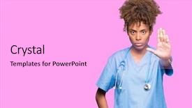  Presentation with children doctor african - Slide deck consisting of palm of the hand warning background and a white colored foreground