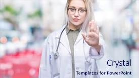  Presentation with hand palm - Audience pleasing slide set consisting of palm of the hand warning backdrop and a  colored foreground