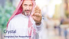  Presentation with hand palm - Colorful presentation theme enhanced with palm of the hand warning backdrop and a sky blue colored foreground