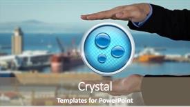  Presentation with water - Cool new slide set with palm open in city port backdrop and a coral colored foreground