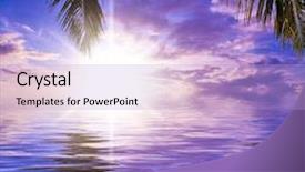  Presentation with divine - Audience pleasing PPT theme consisting of palm paradise sunset divine backdrop and a light blue colored foreground