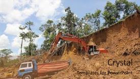  Presentation with tropical rainforest - Presentation theme with palm plantations and human development background and a red colored foreground