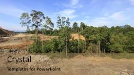  Presentation with tropical rainforest - Amazing slide set having palm plantations and human development backdrop and a coral colored foreground