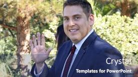  Presentation with jonah - PPT theme with palm-springs-ca-jan-5 background and a navy blue colored foreground