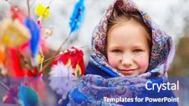  Presentation with hanbok the traditional korean dress - Theme having palm sunday - adorable little girl outdoors dressed background and a ocean colored foreground