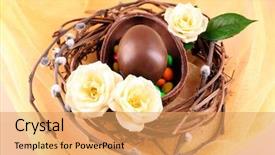  Presentation with white easter lily flowers - Beautiful presentation design featuring palm sunday - chocolate easter eggs with flowers backdrop and a yellow colored foreground