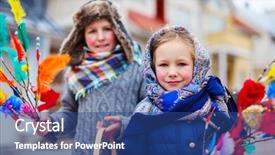  Presentation with palm sunday - Colorful PPT theme enhanced with palm sunday - kids outdoors dressed for easter backdrop and a ocean colored foreground