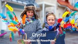  Presentation with traditional - Slides enhanced with palm sunday - kids outdoors dressed for easter background and a ocean colored foreground