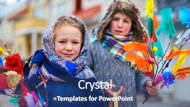  Presentation with malaysian traditional dress - Colorful PPT layouts enhanced with palm sunday - kids outdoors dressed for easter backdrop and a ocean colored foreground