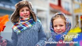  Presentation with kids - PPT layouts with palm sunday - kids outdoors dressed for easter background and a ocean colored foreground