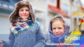  Presentation with malaysian traditional dress - PPT theme featuring palm sunday - kids outdoors dressed for easter background and a ocean colored foreground